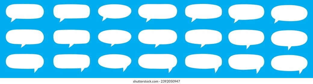 Set of hand drawn speech bubbles. Speak bubble text, cartoon chatting box, message box. Blank empty white speech bubbles.