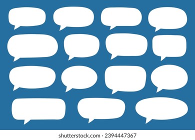 Set of hand drawn speech bubbles. Speak bubble text, cartoon chatting box, message box. Blank empty white speech bubbles.