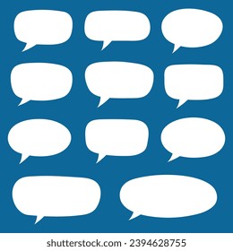 Set of hand drawn speech bubbles. Speak bubble text, cartoon chatting box, message box. Blank empty white speech bubbles.