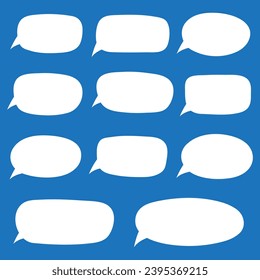 Set of hand drawn speech bubbles. Speak bubble text, cartoon chatting box, message box. Blank empty white speech bubbles.