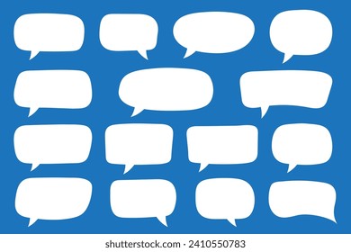 Set of hand drawn speech bubbles. Speak bubble text, cartoon chatting box, message box. Blank empty white speech bubbles.