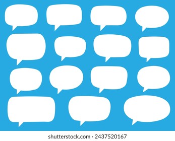 Set of hand drawn speech bubbles. Speak bubble for text, cartoon chatting box, message box. Blank empty white speech bubbles.