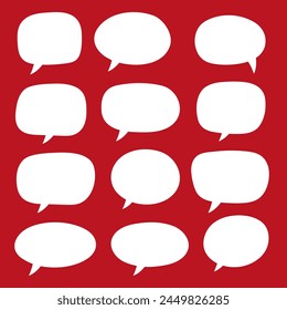 Set of hand drawn speech bubbles. Speak bubble for text, cartoon chatting box, message box. Blank empty white speech bubbles.