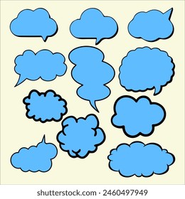 Set of hand drawn speech bubbles in retro style. Vector illustration.
