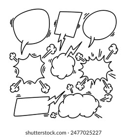 Set of hand drawn speech bubbles. Doodle speech bubbles. Vector illustration