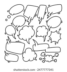 Set of hand drawn speech bubbles. Doodle speech bubbles. Vector illustration