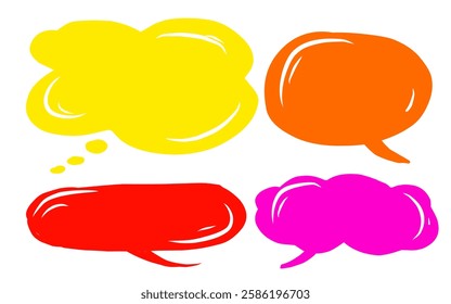 Set of hand drawn speech bubbles. Vector illustration