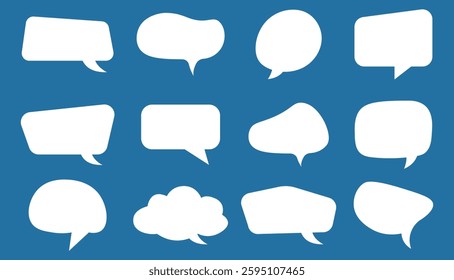 Set of hand drawn speech bubbles. Speak bubble text, cartoon chatting box, message box. Blank empty white speech bubbles.