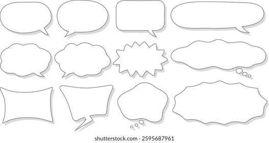 Set of hand drawn speech bubbles