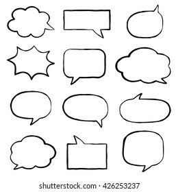 Set of hand drawn speech bubbles