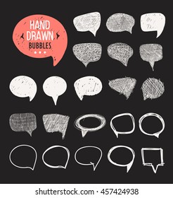 Set of hand drawn speech bubbles. Vector design elements.