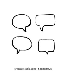 Set of hand drawn speech bubbles. Vector illustration.