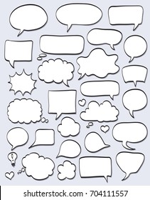 set of hand drawn speech bubbles 