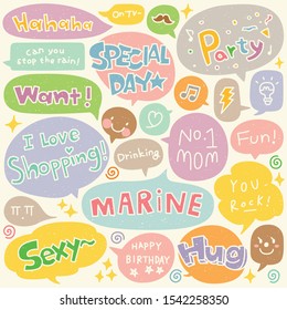 Set of Hand Drawn Speech and Thought Bubbles Doodle 