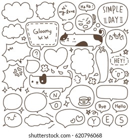 Set of Hand Drawn Speech and Thought Bubbles Doodle