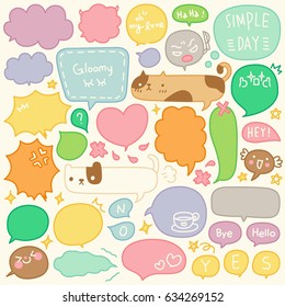 Set of Hand Drawn Speech and Thought Bubbles Doodle