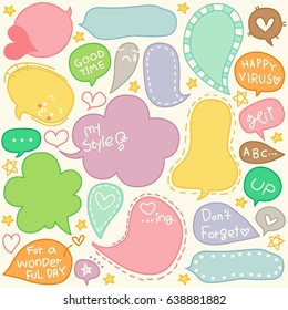 Set of Hand Drawn Speech and Thought Bubbles Doodle