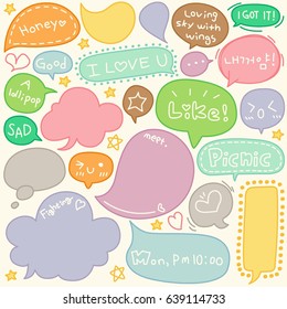 Set of Hand Drawn Speech and Thought Bubbles Doodle