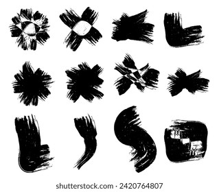 set of hand drawn splashes, scribble circle black and white vintage stroke design bundle, set of black and white vector scribble round circle icons frame brush stroke vector illustration, set of stain