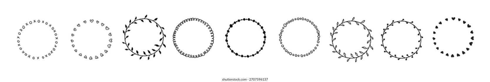 Set of Hand Drawn Spring Wreaths
