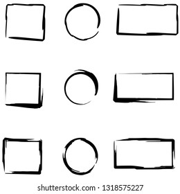 Set of Hand drawn square and circles. Vector circles and squares. Geometric shapes