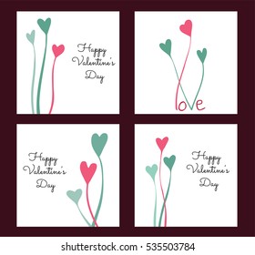A set of hand drawn square greeting cards. Simple  poster design about love. Inspirational illustration. Used for valentine's day cards.