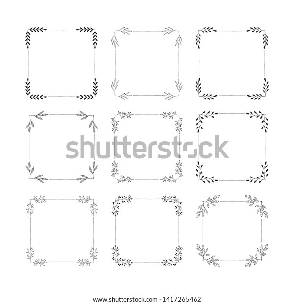 Set of
hand drawn squared frames. Text
decoration.