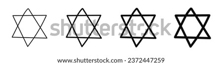 Set of hand drawn Star of David. Doodle style. Vector