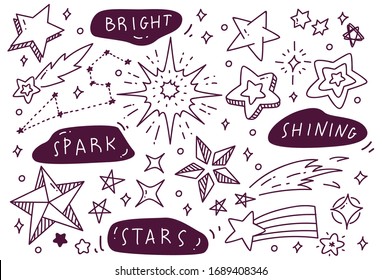 Set of Hand Drawn Star Doodles