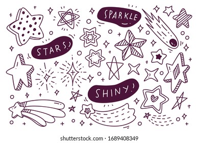 Set of Hand Drawn Star Doodles