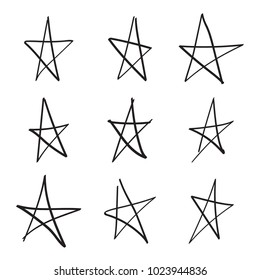 Set Hand Drawn Star Vector Collection Stock Vector (Royalty Free ...