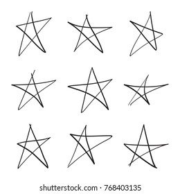 Set Hand Drawn Star Vector Collection Stock Vector (Royalty Free ...