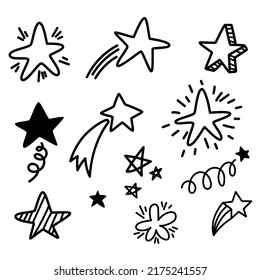 Set of hand drawn stars . Design element for poster, emblem, sign, logo, label. Vector illustration