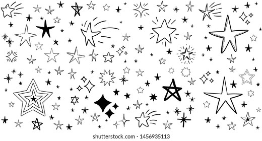 Set Hand Drawn Stars Doodle Star Stock Vector (Royalty Free) 1456935113