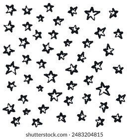 Set of hand drawn stars. Star texture. Hand made doodles EPS Vector
