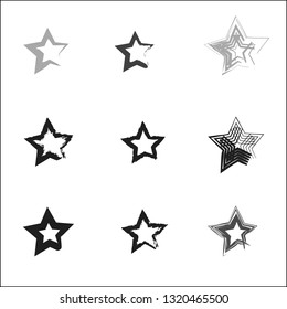 Set Hand Drawn Stars Vector / Illustration 