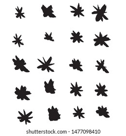 Set of hand drawn stars. Vector illustration of a repeated hand made black star. Textured monochrome wallpapaer of hand-drawn elements.