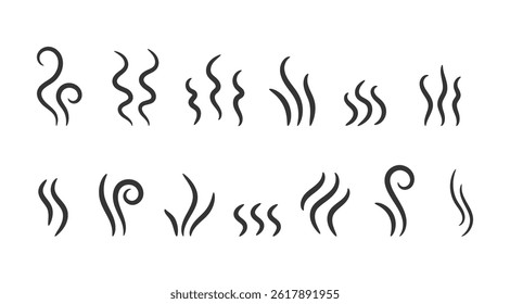 Set of hand drawn steam or smoke symbols, vector eps10 illustration