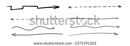 Set Of Hand Drawn Straight Long Vector Arrows