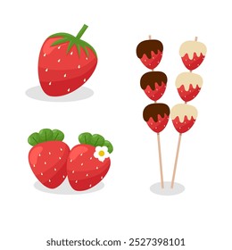 Set of hand drawn strawberry fruit. Vector illustration.