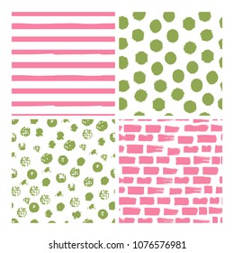Set of hand drawn stripe and dot patterns