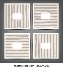 Set Hand drawn striped seamless pattern. Monochrome horizontal dry brush strokes texture.