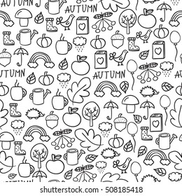 Set of hand drawn style abstract seamless repeat patterns