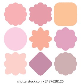 Set of hand drawn style cute memo sticker. Variety abstract shapes of pink speech bubble. Girl style frame with crayon draw. Chat box balloon cloud. Sweet retro label tag collection vector for text  