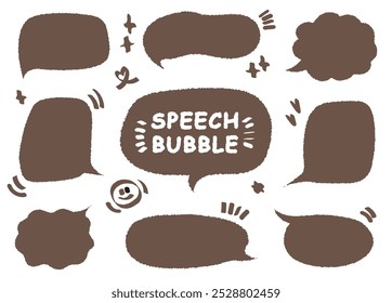 Set of hand drawn style cute memo sticker. Variety abstract shapes of  speech bubble. quote gray scale frames blank with crayon draw. Chat box balloon cloud. Label tag collection vector for text.