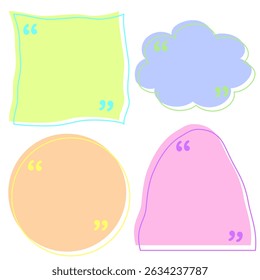 Conjunto de mão desenhado estilo adesivo memorando bonito. Variedade de formas abstratas de bolhas de fala. Nuvem de balão de caixa de chat. Coleção de marcas de etiqueta retro doce para texto e nota.