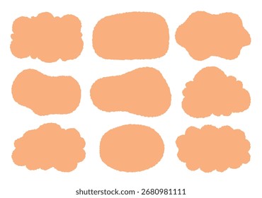 Set von Hand gezeichnete Stil niedlichen Memo-Aufkleber. Vielfältige abstrakte Formen gelber Sprechblasen. Mädchen Stil Rahmen mit Buntstift zeichnen. Ballonwolke der Chatbox. Sweet retro label tag kollektion vektor für text