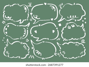 Set of hand drawn style cute memo sticker. Variety abstract shapes of blue speech bubble. quote color frames blank with crayon draw. Chat box balloon cloud. Label tag collection vector for text
