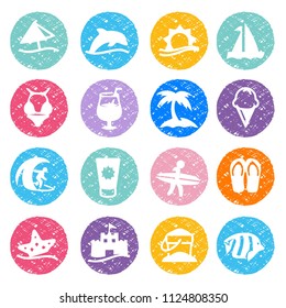 Set of  hand drawn summer icons isolated on white background,  vacation, holiday, beach items, Flat design trend, its a summer, vector 