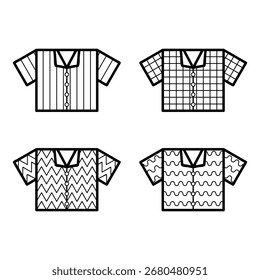 Set Of Hand Drawn Summer Short Sleeved Shirt Doodle illustration Outline Vector Collections	